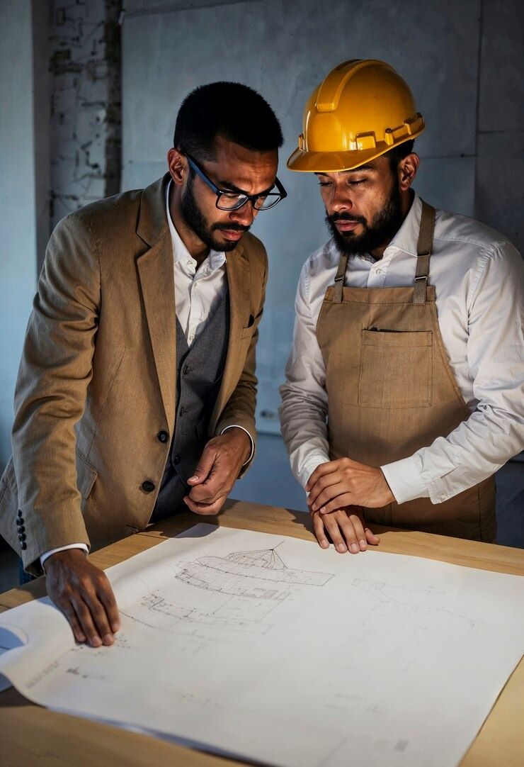 Skilled local workforce engaged in construction on an Adiya Properties site in Tiruvannamalai.