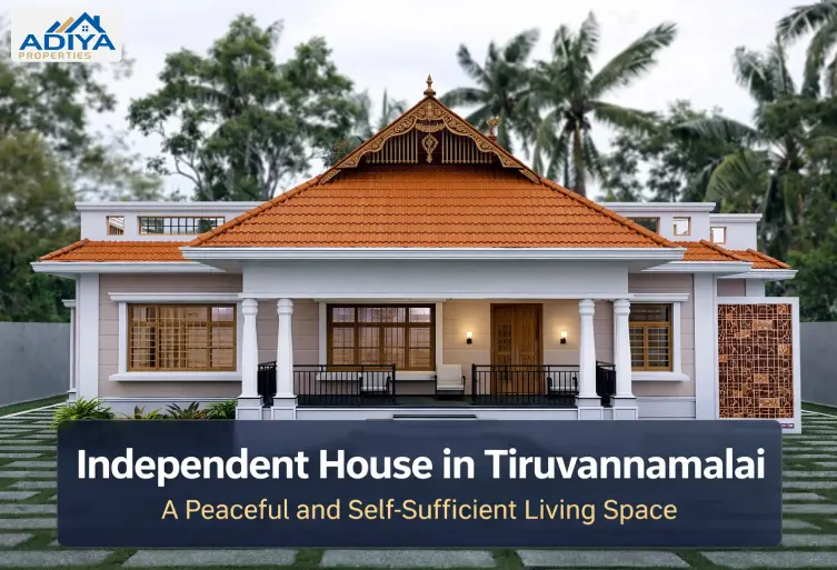 Independent house in Tiruvannamalai with modern design and spacious front view