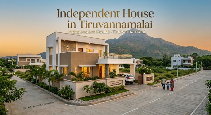 Modern independent house in Tiruvannamalai with a view of Arunachala Hill by Adiya Properties
