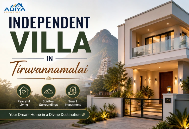Modern independent villa in Tiruvannamalai with premium architecture and peaceful spiritual surroundings