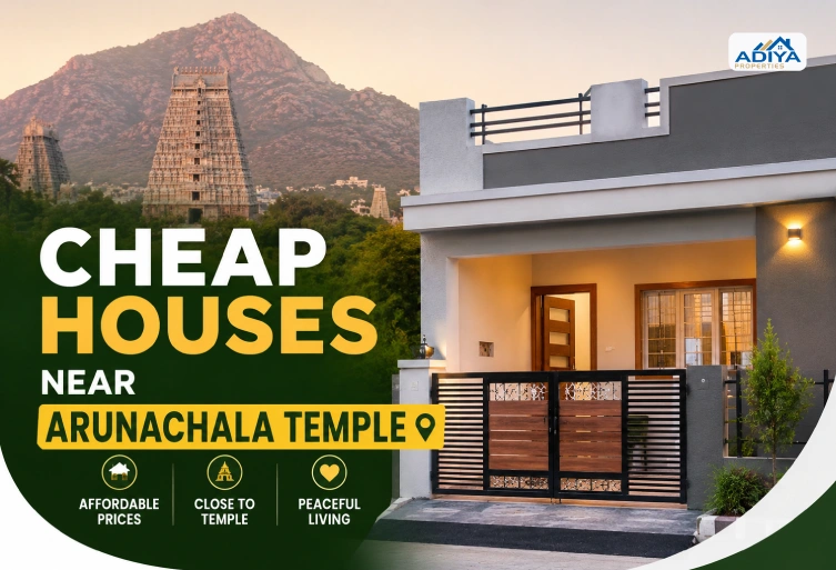 Cheap Houses Near Arunachala Temple with a modern affordable home and Arunachaleswarar Temple in Tiruvannamalai.